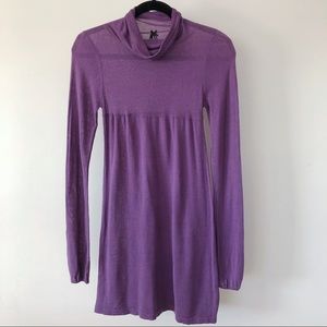 Y2K Vintage LAPIS Purple Babydoll Cowl Neck Long Sleeve Mini Sweater Dress S